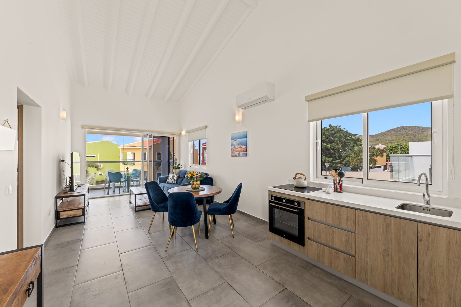 Dining table and kitchen